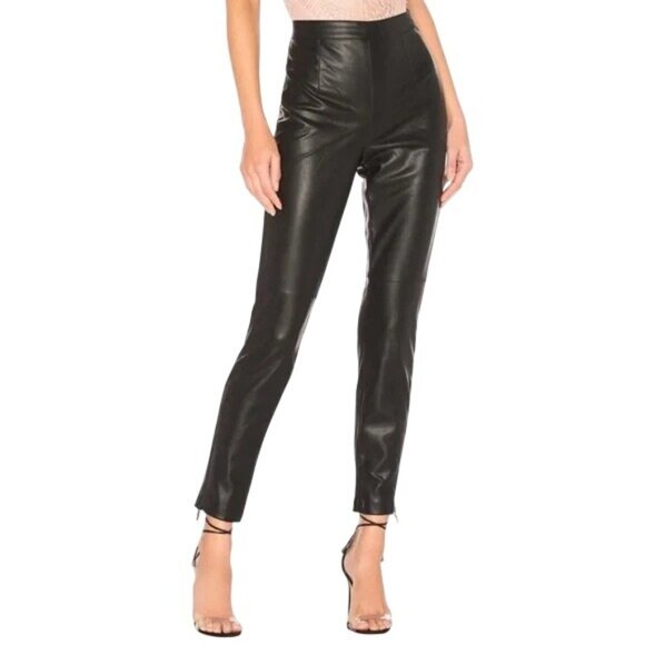 Bardot Legging Pants Size XS Faux Leather Flat Front High Rise Black Grunge Moto - Picture 1 of 9